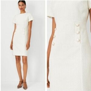 Ann Taylor Pearlized Button Tweed Sheath Dress